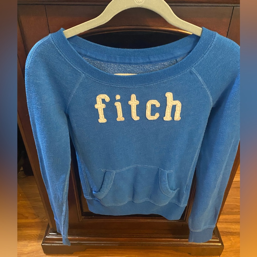 Abercrombie Kids/Girl Sz L Long Sleeve Blue Sweatshirt Scoop Neck Front Pockets